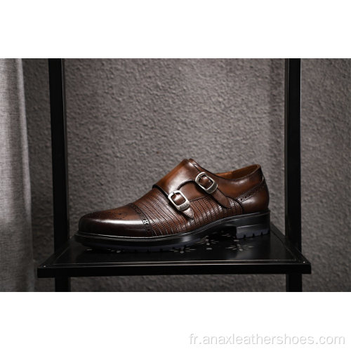 Chaussures décontractées de mode respirantes en cuir pour hommes